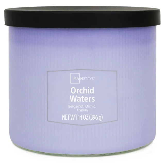Alt view image 2 of 6 - Mainstays 3-Wick Textured Wrapped Orchid Waters Candle, 14oz