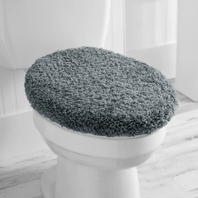 Alt view image 3 of 6 - Mainstays Basic Polyester Toilet Lid Cover, Grey, 19"x22"
