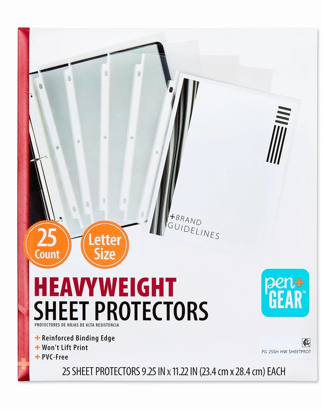 Main image of Pen+Gear Heavyweight Sheet Protectors, Clear, 9.25" x 11.22", 25 Count