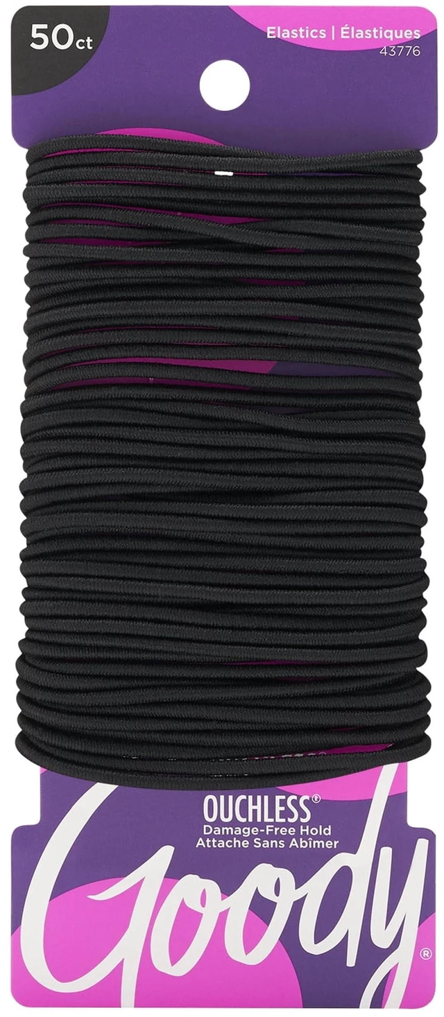 Main image of Goody Ouchless Damage-Free 2mm Elastics, Small Size, Black, 50 Count