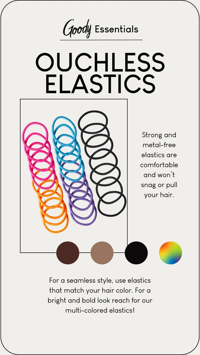 Alt view image 5 of 5 - Goody Ouchless Damage-Free 2mm Elastics, Small Size, Black, 50 Count