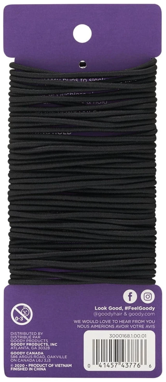 Alt view image 4 of 5 - Goody Ouchless Damage-Free 2mm Elastics, Small Size, Black, 50 Count