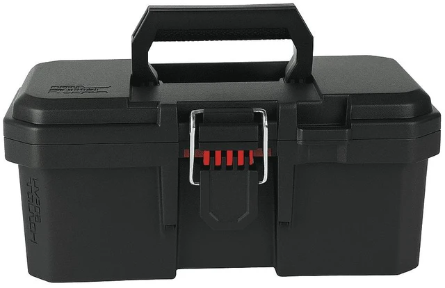 Main image of Hyper Tough 13 in Heavy-Duty Resin Toolbox with Foldable Handle and Padlock Compatibility