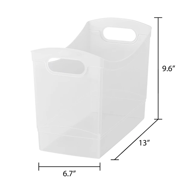 Alt view image 5 of 6 - Mainstays 12Qt Clear Plastic Storage Bin with Carrying Handles, Narrow Rectangular Organizer for Pantry, Closet, Cabinet and Shelf Storage