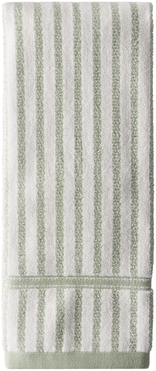 Main image of Stripe Hand Towel, 100% Cotton, Sage Green, Beautiful by Drew Barrymore