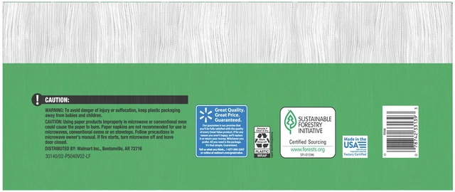 Alt view image 6 of 6 - Great Value 400 Count Disposable 1-Ply White Paper Napkins