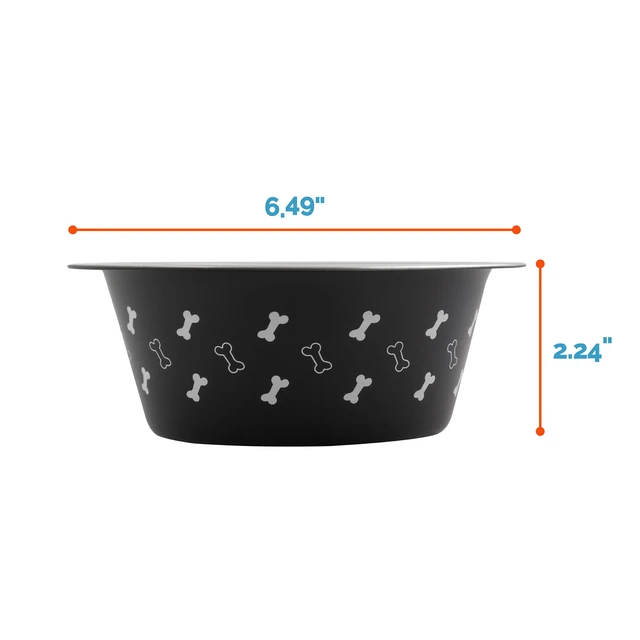 Alt view image 2 of 5 - Vibrant Life Medium Stainless Steel Dog Bowl, 25.75floz, Black with Bones