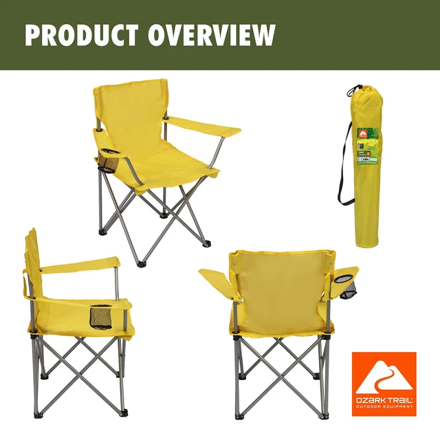 Alt view image 5 of 6 - Ozark Trail Quad Folding Camp Chair with Cup Holder, Yellow Gold