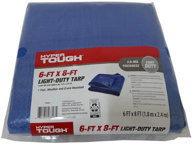 Main image of Hyper Tough Polyethylene Tarp, 6ft x 8ft, Light Duty, Weather Resistant, Blue