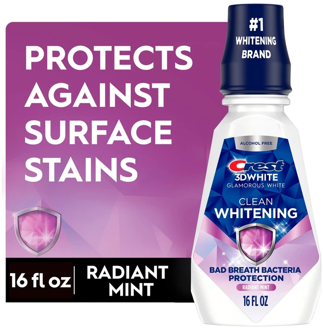 Main image of Crest 3D White Clean Whitening Mouthwash, Alcohol-Free, Mint Flavor, 16 fl oz