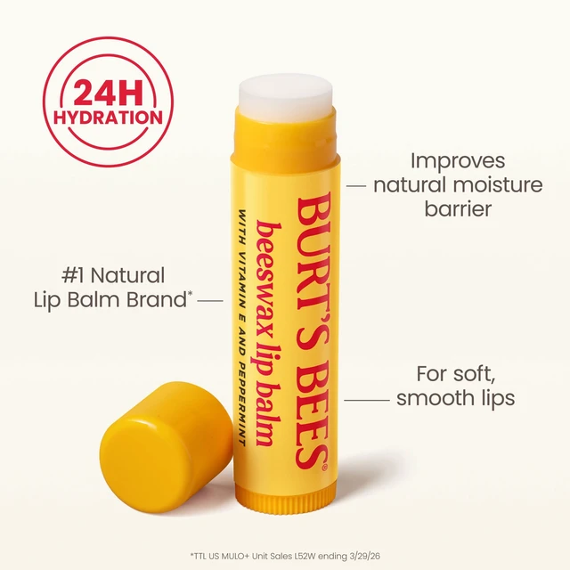 Alt view image 5 of 5 - Burt's Bees 100% Natural Origin Moisturizing Beeswax Lip Balm, Peppermint, 1-Pack, 0.15 oz