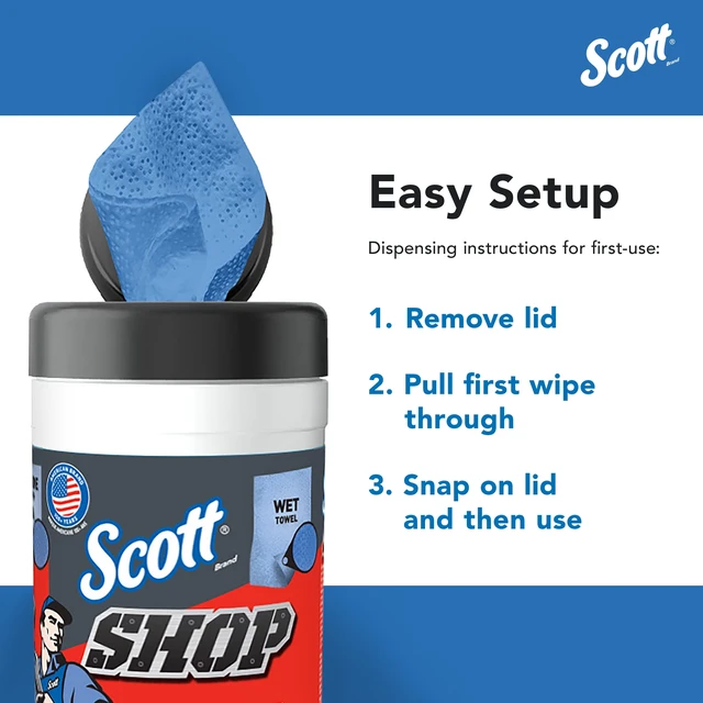 Alt view image 3 of 6 - Scott Shop Blue Wet Towels, 30 Sheets, 1 Canister