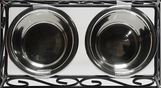 Alt view image 4 of 6 - Gofetch Double Diner Stainless Steel Pet Food Bowl - Black and Silver