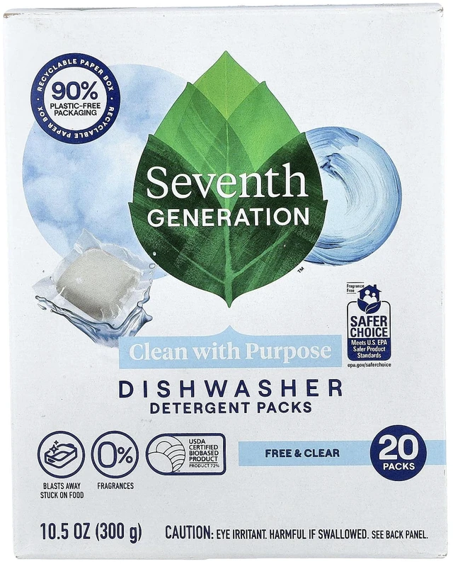 Alt view image 4 of 5 - Seventh Generation Free & Clear Dishwasher Detergent Packs, 20 Count