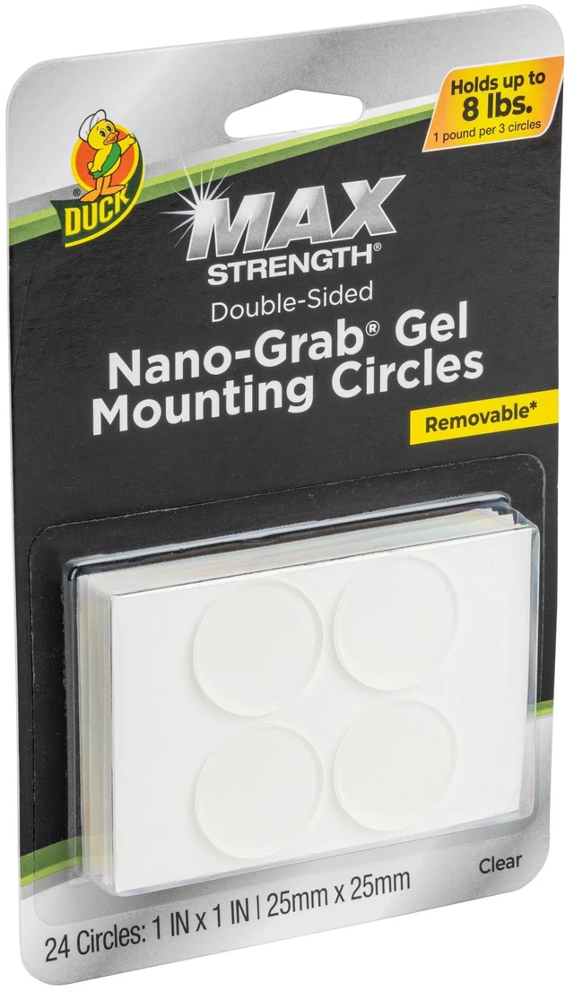 Alt view image 3 of 5 - Duck Max Strength Nano-Grab Gel Tape Circles, 1 in. x 1 in., 24 Pack