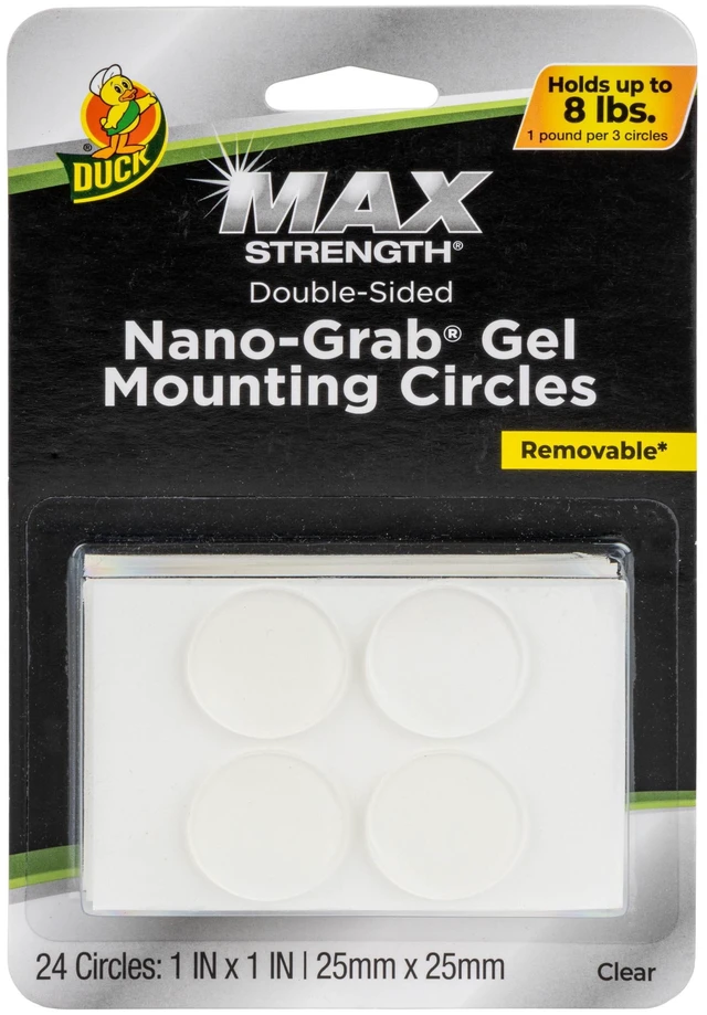 Alt view image 5 of 5 - Duck Max Strength Nano-Grab Gel Tape Circles, 1 in. x 1 in., 24 Pack
