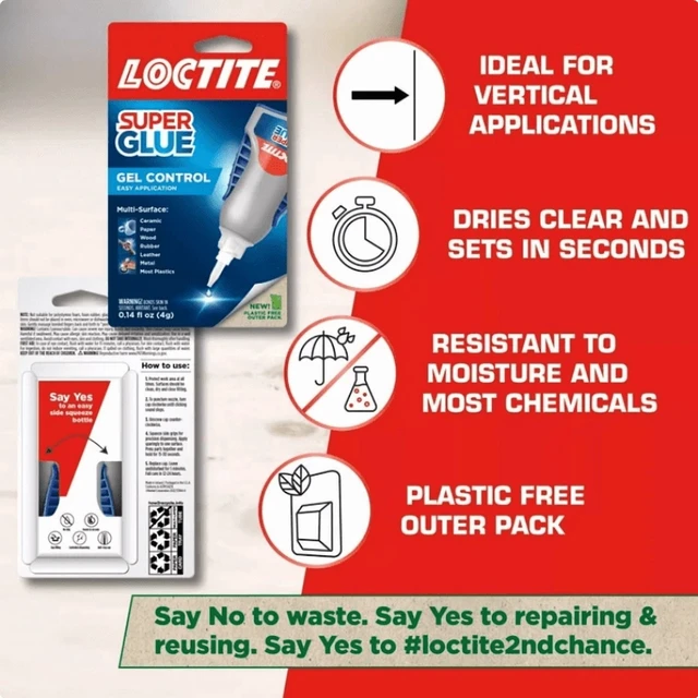 Alt view image 5 of 6 - Loctite Super Glue Gel Control, 2 Pack, 0.14 fl oz Bottles, Clear