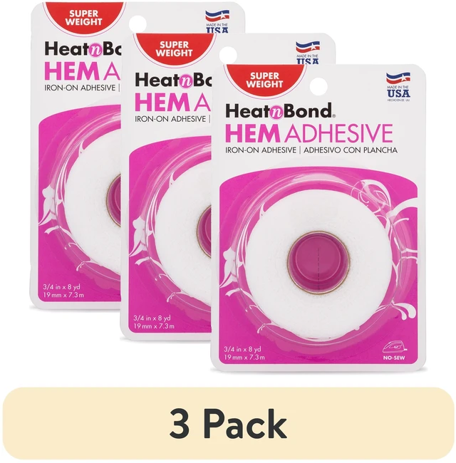 Main image of HeatnBond Hem Iron-On Adhesive, Super Weight, 3/4 Inch x 8 Yards, White (3 Pack)