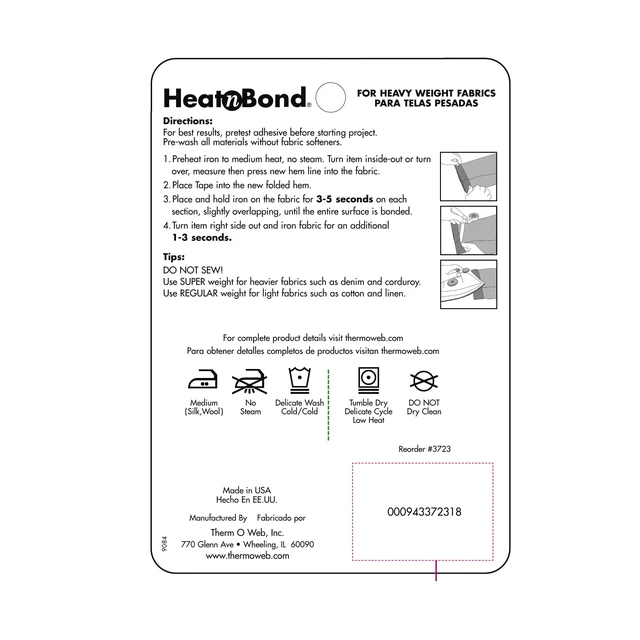 Alt view image 2 of 5 - HeatnBond Hem Iron-On Adhesive, Super Weight, 3/4 Inch x 8 Yards, White (3 Pack)