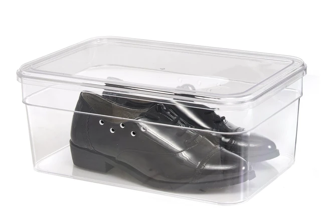 Alt view image 5 of 6 - Mainstays Small Clear Glossy Plastic Shoe Box with Lid
