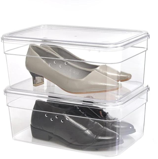 Alt view image 2 of 6 - Mainstays Small Clear Glossy Plastic Shoe Box with Lid