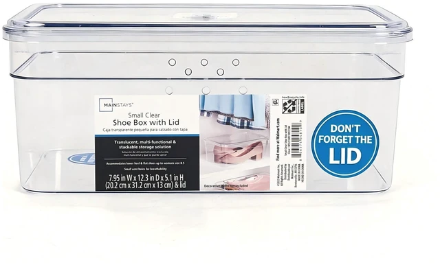 Alt view image 6 of 6 - Mainstays Small Clear Glossy Plastic Shoe Box with Lid
