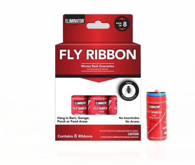 Alt view image 4 of 6 - Eliminator Non-Toxic Fly Ribbon 8-Pack, Sticky Paper Traps for Flying Insects