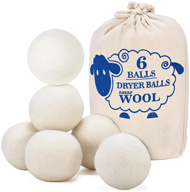 Main image of Wool Dryer Balls 6-Pack, Reusable Natural Fabric Softener, Reduces Clothing Wrinkles, Dries Clothes Faster