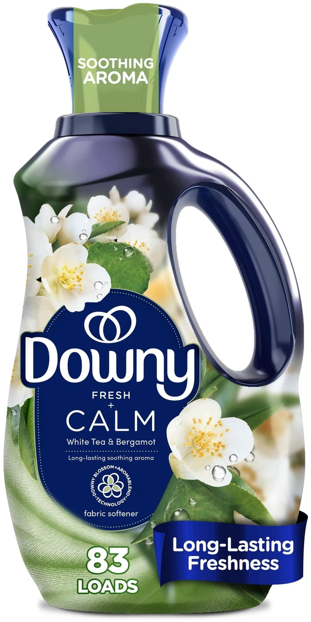 Main image of Downy Calm Liquid Fabric Softener, White Tea and Bergamot Scent, 56fl oz, 83 Loads