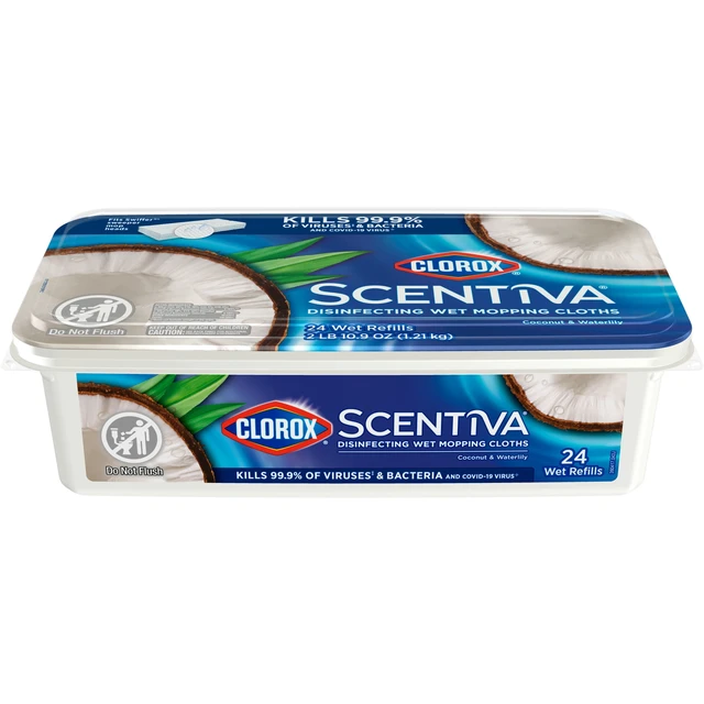 Alt view image 4 of 5 - Clorox Scentiva Disinfecting Wet Mop Pads, Coconut & Waterlily, 24 Count