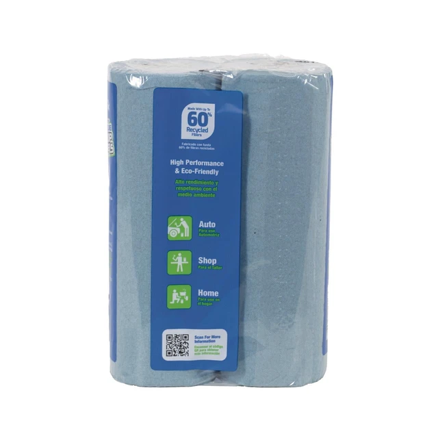 Alt view image 3 of 6 - ToolBox Blue Shop Towel (3 Pack, 2 Rolls per Pack, 55 Sheets per Roll)