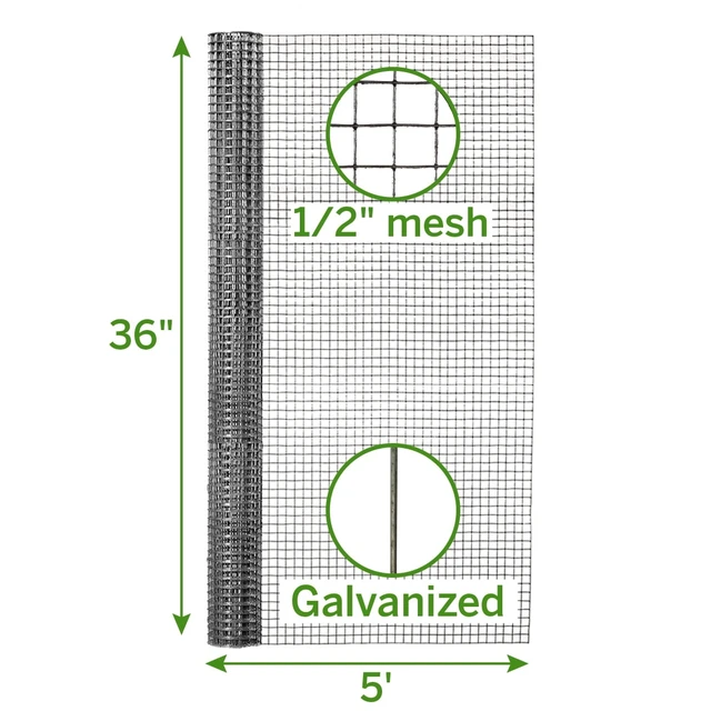 Alt view image 6 of 6 - Garden Craft 36 In. H x 5 Ft. L Gray Steel Hardware Cloth 1/2 In.