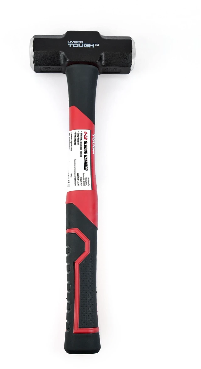 Alt view image 2 of 6 - Hyper Tough 4lb Small Sledge Hammer with Double Injected Fiberglass Handle and Comfort Grip