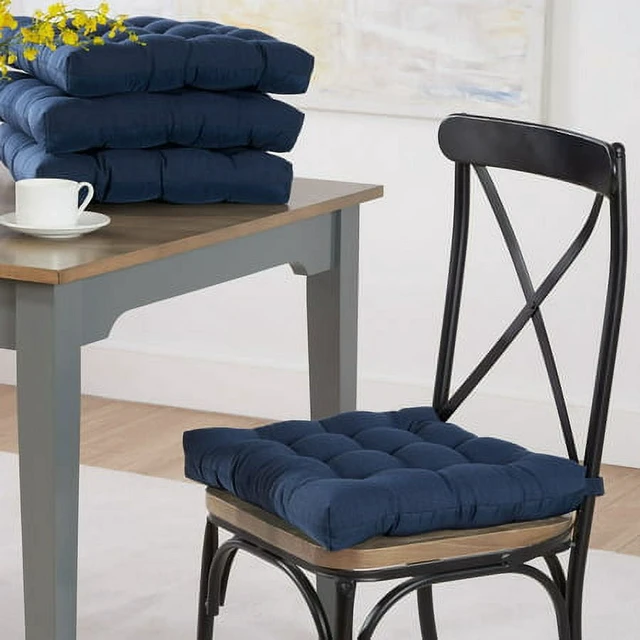 Alt view image 4 of 4 - Mainstays Textured Chair Seat Pad Cushion, Navy, 1-Piece, 15.5 x 16 in