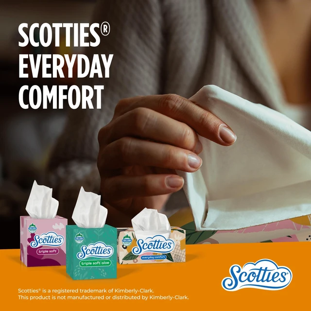 Alt view image 6 of 6 - Scotties Everyday Comfort Facial Tissues, 4 Cube Boxes (64 Tissues per Box), 2-Ply, 256 Total Sheets