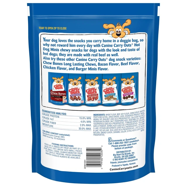 Alt view image 2 of 6 - Canine Carry Outs Hot Dog Minis Dog Treats 22.5oz Bag