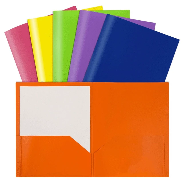 Alt view image 4 of 6 - JAM Paper Plastic 2 Pocket Folders, 6 Pack, Assorted Primary Colors