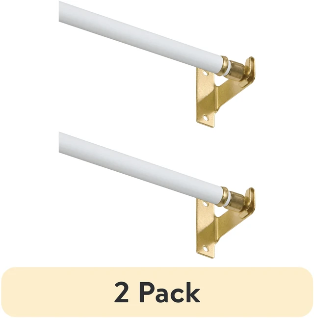 Main image of 2 Pack Mainstays Adjustable Round Sash Curtain Rod, 48-84in, 7/16in Diameter, White Finish