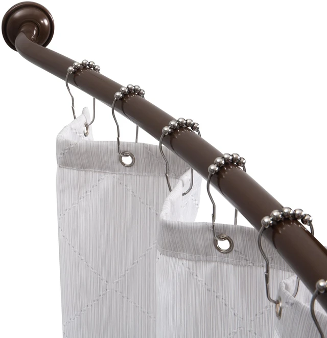 Main image of Bath Bliss 44-72 inch Curved Adjustable Wall Mount Shower Rod, Bronze