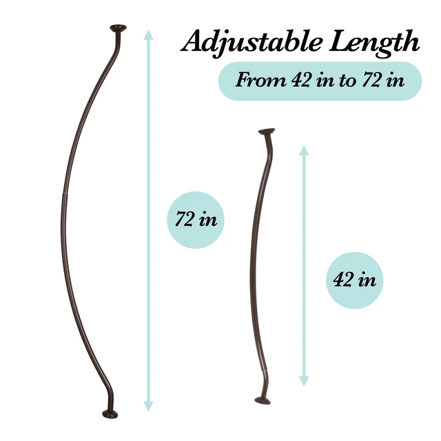 Alt view image 5 of 5 - Bath Bliss 44-72 inch Curved Adjustable Wall Mount Shower Rod, Bronze