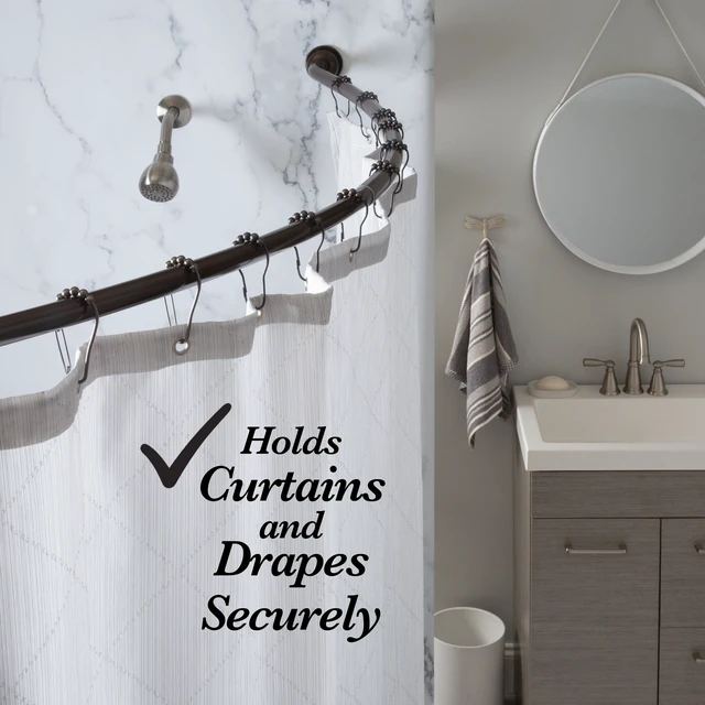 Alt view image 4 of 5 - Bath Bliss 44-72 inch Curved Adjustable Wall Mount Shower Rod, Bronze