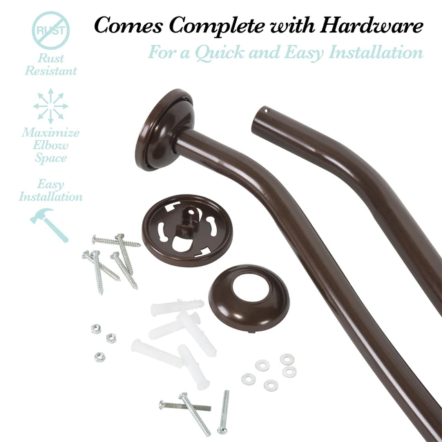 Alt view image 2 of 5 - Bath Bliss 44-72 inch Curved Adjustable Wall Mount Shower Rod, Bronze