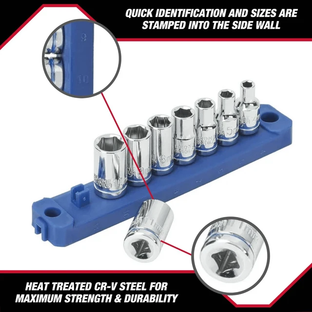 Alt view image 5 of 6 - Hyper Tough 19-Piece 1/4-Inch Drive Ratchet and Socket Set, SAE and Metric
