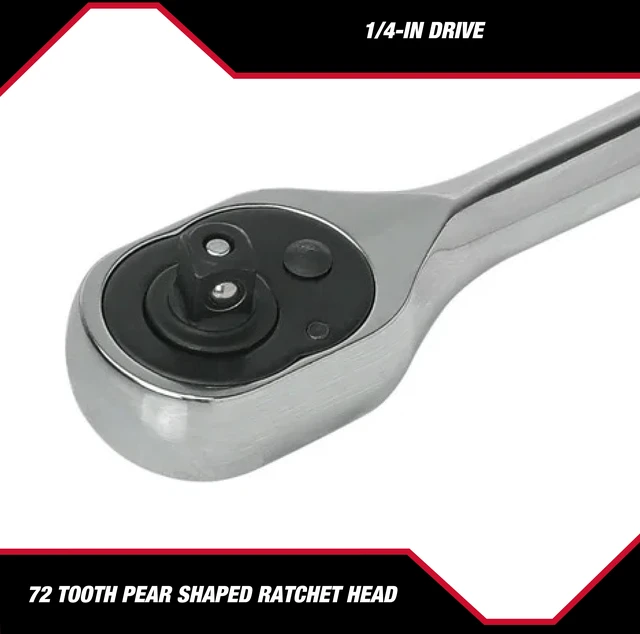 Alt view image 4 of 6 - Hyper Tough 19-Piece 1/4-Inch Drive Ratchet and Socket Set, SAE and Metric