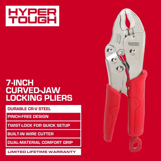 Alt view image 4 of 6 - Hyper Tough 7in Curved Jaw Locking Pliers with Triggerless Release, Model 44325