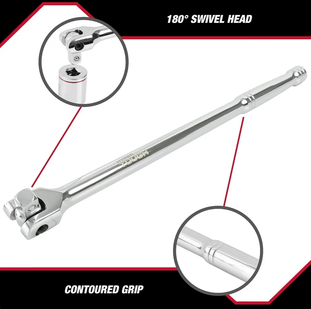 Alt view image 6 of 6 - Hyper Tough 15-Inch 1/2-Inch Rust Resistant Breaker Bar with Rotating Head