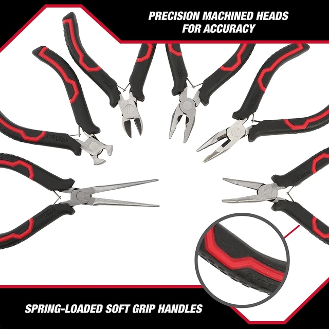 Alt view image 2 of 6 - Hyper Tough 6-Piece Mini Pliers Set with Soft Grip Handles, Gift for Mom