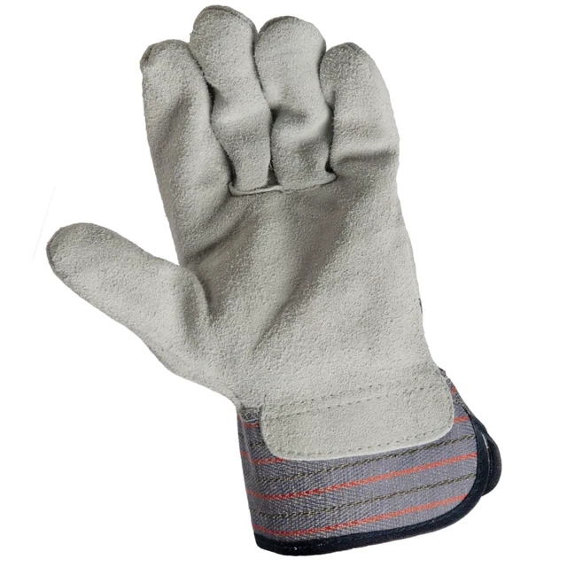Alt view image 6 of 7 - Hyper Tough Large Leather Palm Multi-Use Work Gloves, Glacier Gray, 1 Pair