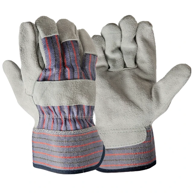 Alt view image 4 of 7 - Hyper Tough Large Leather Palm Multi-Use Work Gloves, Glacier Gray, 1 Pair