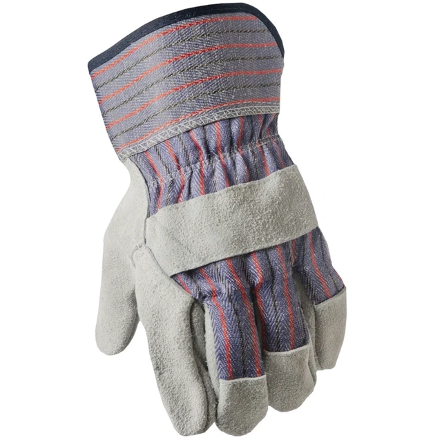 Alt view image 2 of 7 - Hyper Tough Large Leather Palm Multi-Use Work Gloves, Glacier Gray, 1 Pair